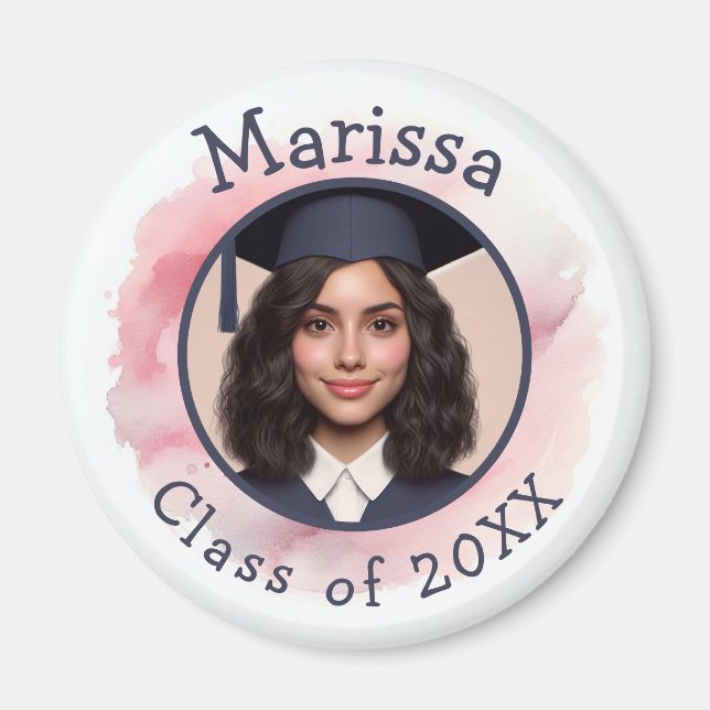 Rosa Grad Photo Class Anpassningsbar Year Namn Wat Magnet (Framsidan)