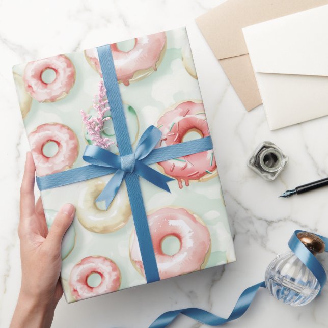 Rosa grädddonuts födelsedag presentpapper (Gifting)