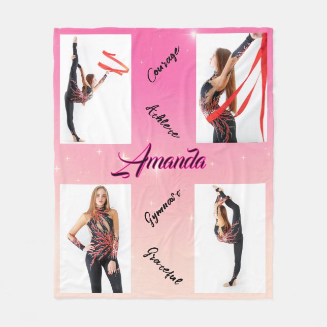 Rosa Gradient 4 Photo Collage Ord of Wisdom Fleecefilt (Framsidan)