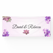 Rosa Gradient Blommig Bröllopsbanner