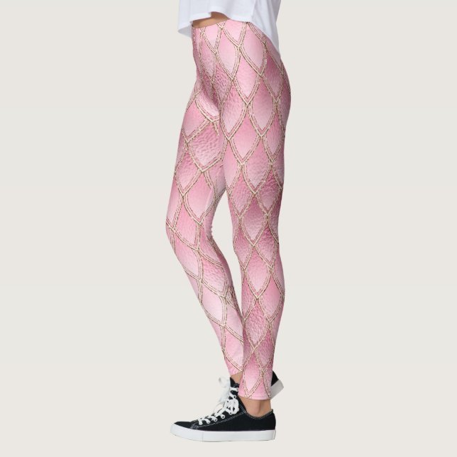 Rosa Gradient Dragon Scales Leggings (Vänster)