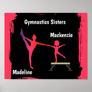 Rosa Gradient Gymnastik Duo Namn Konst Poster