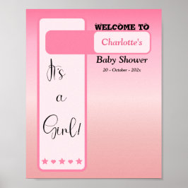 Rosa gradient söt ögonboll baby shower-välkomstsky poster