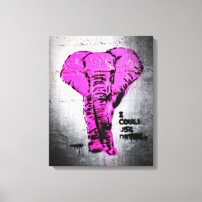Rosa Graffiti Elephant Canvastryck (Framsida)