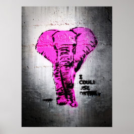 Rosa Graffiti Elephant Poster