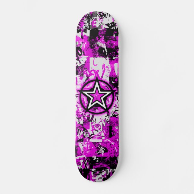 Rosa Graffiti Star Skateboard (Framsida)