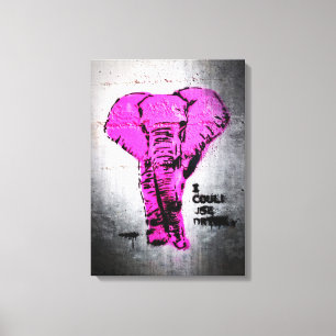 Rosa grafittielefant canvastryck