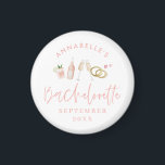 Rosa Gråmodern snyggt av champagne bachelorette Magnet<br><div class="desc">Rosa Gomly,  modern champagne och cocktails bachelorette Party gynnar magnet</div>