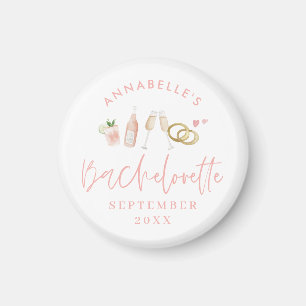 Rosa Gråmodern snyggt av champagne bachelorette Magnet