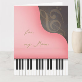 Rosa Grand Piano Mamma eller Grandma Anpassningsba Kort