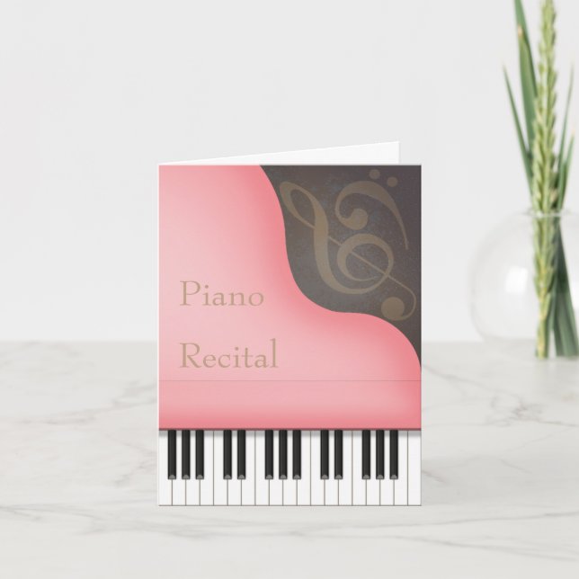 Rosa Grand Piano Personlig Piano Skäl Inbjudan (Framsida)