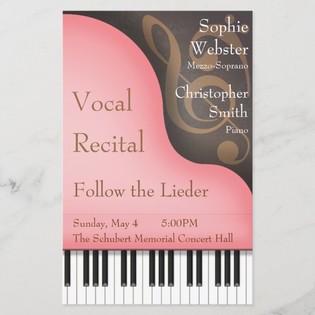 Rosa Grand Piano Vocal Skäl Poster & Program (Framsida)