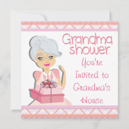Rosa Grandma Baby Shower Inbjudningar