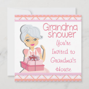 Rosa Grandma Baby Shower Inbjudningar