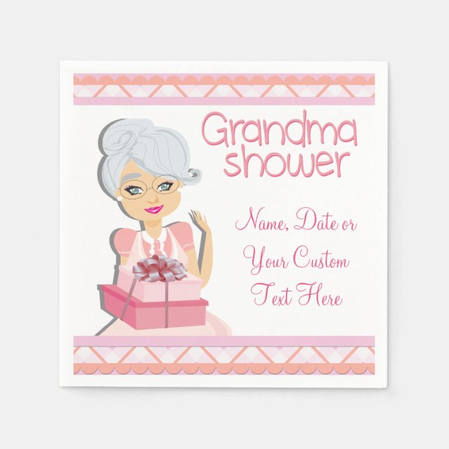 Rosa Grandma Baby Shower Party Napkins Pappersservett (Framsidan)
