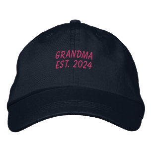 Rosa Grandma Est 2024 Embroied Baseball Cap Broderad Keps