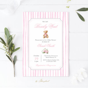 Rosa GrandMillennium Nalle Baby Shower Girl Girl Inbjudningar