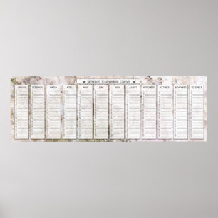 Rosa Granite Perpetual Birthday Calendar Poster