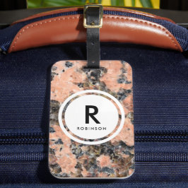 Rosa Granite Sten Monogram Bagagebricka