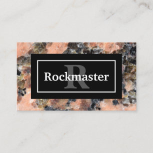Rosa Granite Sten Struktur med Namn och Monogram Visitkort