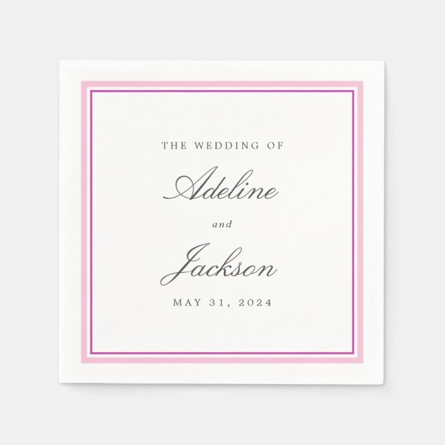 Rosa Gräns Classitional Bröllop Napkins Pappersservett (Framsidan)