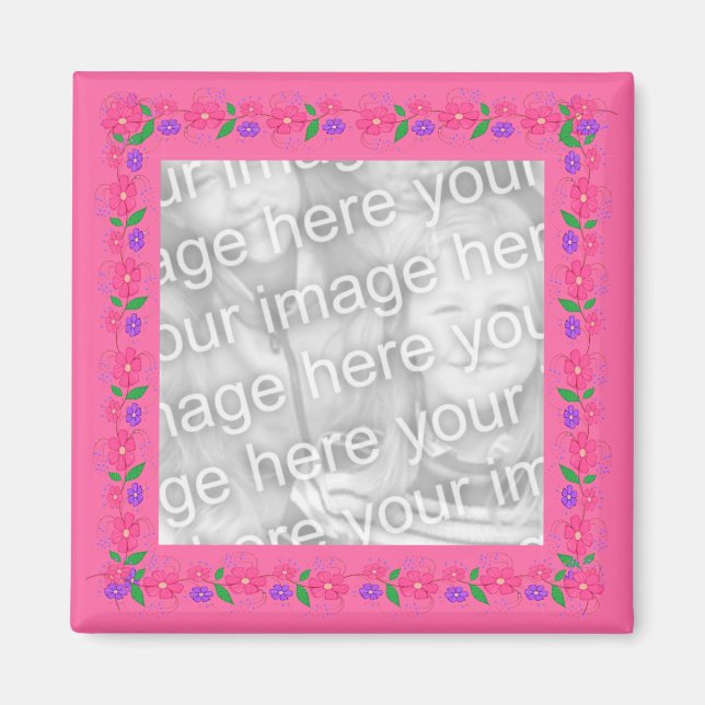 Rosa Gräns Flowers 012 Photo Magnet (Framsidan)