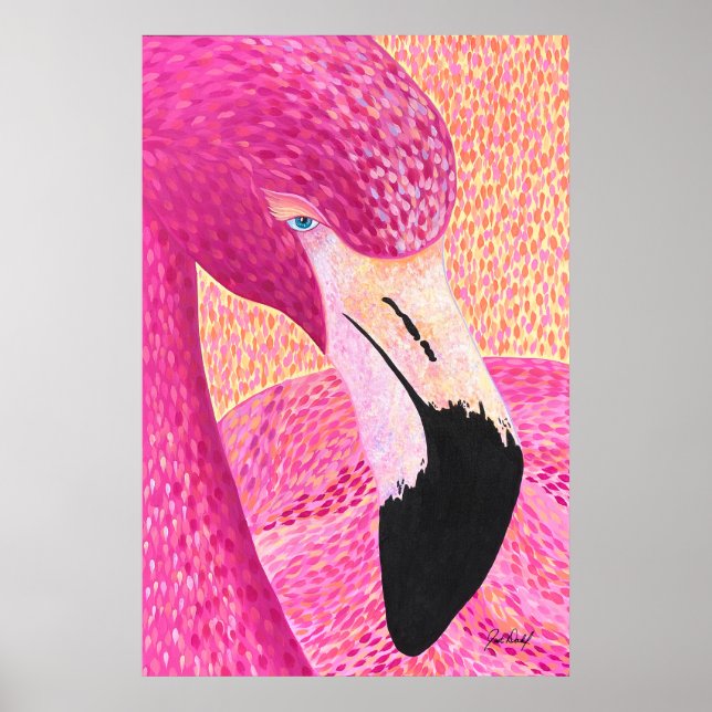 Rosa Grapefruit Big Head Flamingo - av bara Dahl Poster (Framsidan)