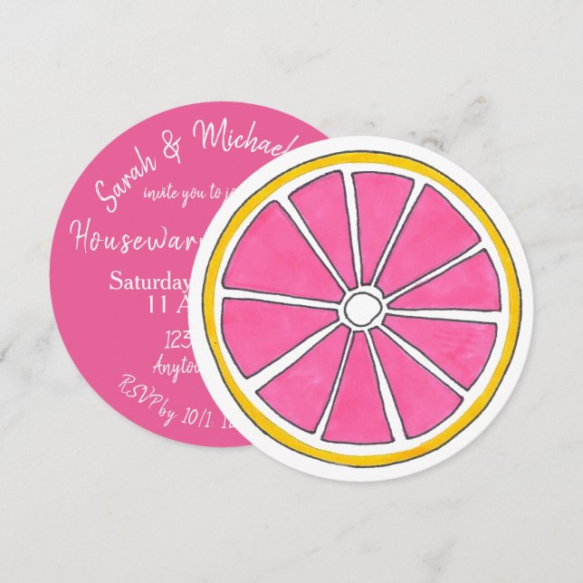 Rosa Grapefruit Citrus Fruit Tropical Beach Brunch Inbjudningar (Fram/baksida)