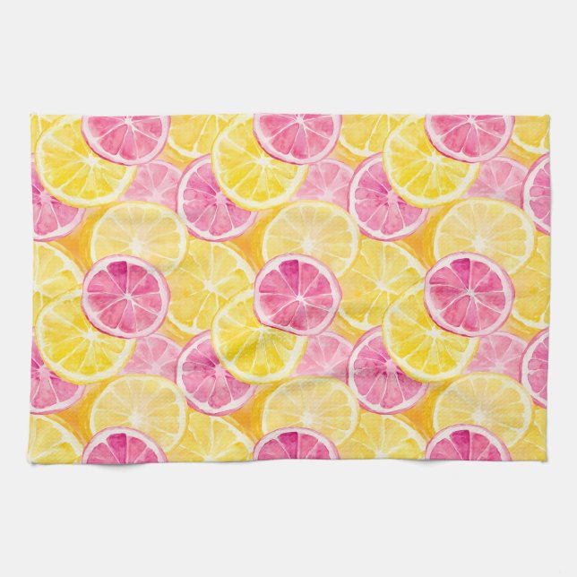 Rosa Grapefruit & Lemon Shower Curtain Kökshandduk (Horisontell)