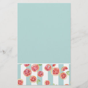 Rosa Grapefruit Mönster på Grönt Rand Brevpapper
