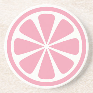 Rosa Grapefruit Slice Round Sandstone Underlägg