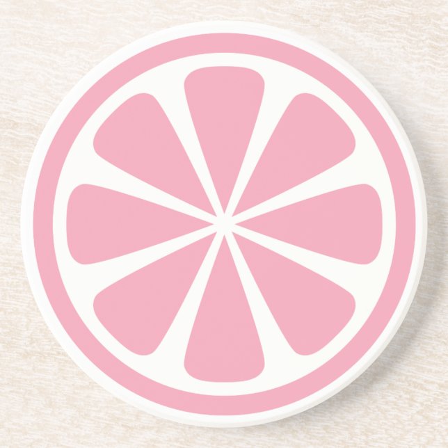 Rosa Grapefruit Slice Round Sandstone Underlägg (Framsidan)