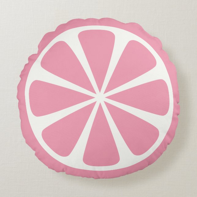 Rosa Grapefruit Slice Sommarrunda Dekorativ kudde (Framsidan)