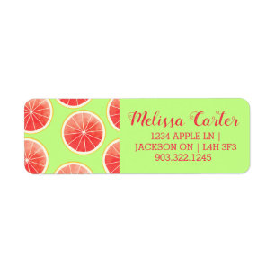 Rosa Grapefruit Slices Mönster Returadress Etikett