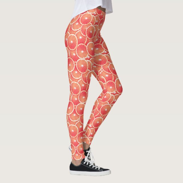 Rosa Grapefrukt Slice Digital Montage Leggings (Höger)