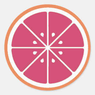 Rosa Grapefrukt Slice Sticker Runt Klistermärke