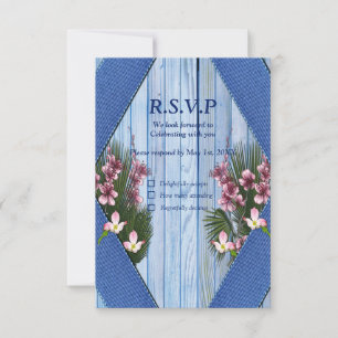 Rosa Graphic Flowers på Blue-wood-wooden Struktur OSA Kort