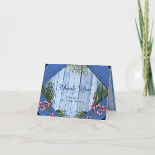 Rosa Graphic Flowers på Blue-wood-wooden Struktur Tack Kort