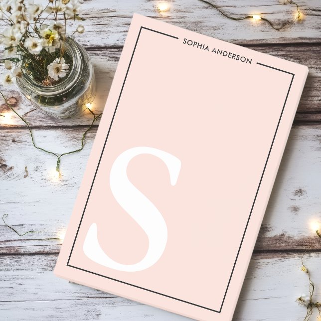  Rosa Graphic Monogram Personlig Namn Post-it Block (Skapare uppladdad)