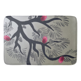 Rosa gräs blommor och stiliserade gräs träd badrumsmatta