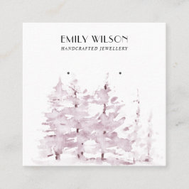 ROSA GRÄS TRÄD WINTER-SKOGAR STUD EARRING VISNING FYRKANTIGT VISITKORT