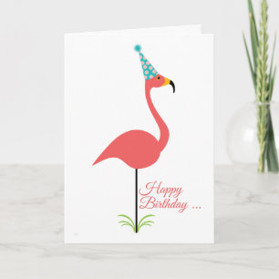 Rosa Gräsmatta Flamingo Grattis på födelsedagen ti Kort