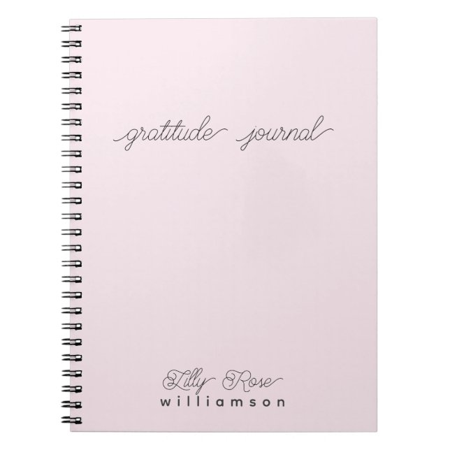 Rosa Gratitude Journal - Cute Script Typography Anteckningsbok (Framsidan)