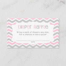Rosa Grått Baby Shower Diaper Raffle Biljett