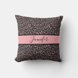Rosa Grått Black Cheetah Monogram Dekorativ kudde
