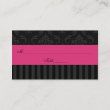 Rosa Grått Black Damask Rand Place Card