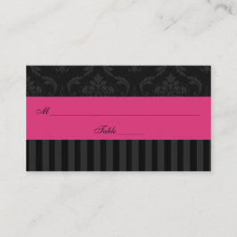 Rosa Grått Black Damask Rand Place Card Placeringskort