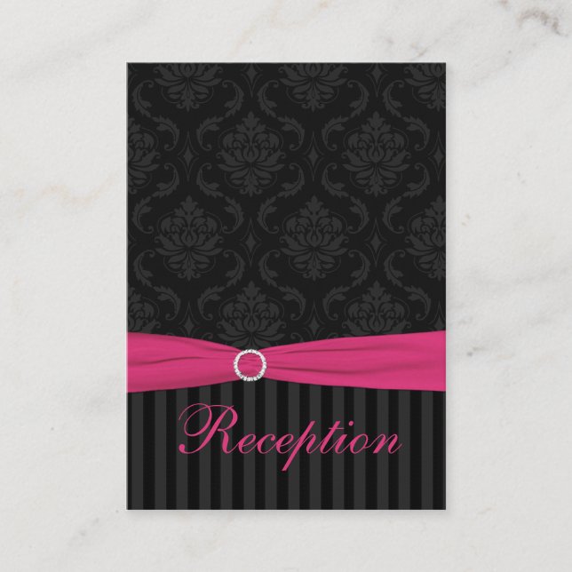 Rosa-, Grått-, Black Damask Stripe-höljeskort Tilläggskort (Framsida)