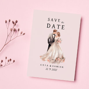 rosa grått blommigt med foto Spara datum Inbjudningar