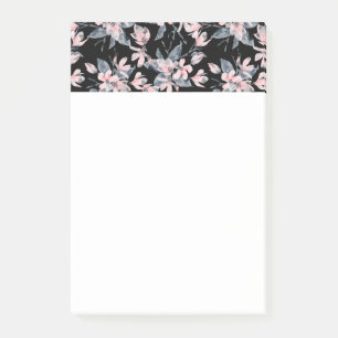 Rosa & Grått Blommigt Vattenfärg Mönster Post-it Block